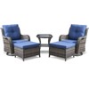 POCASSY 5PCS Patio Furniture Set with Cushioned Outdoor Swivel Rocking Chair, Ottoman and Side Table, All Weather Wicker Outdoor Conversation Set - 2 of 4