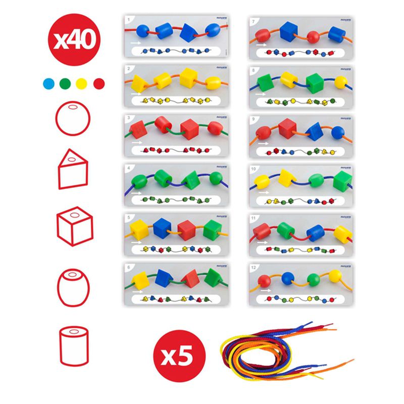 Miniland Educational Activity Shapes, Giant Beads and Laces Set, 3 of 4