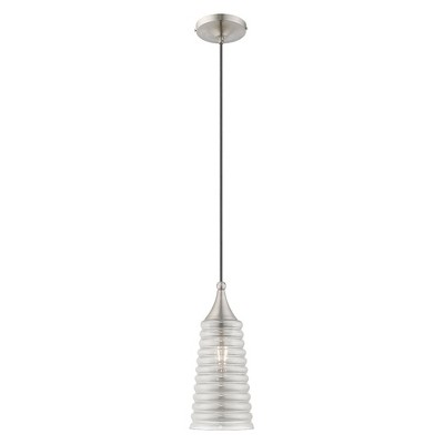 Livex Lighting Art Glass 1 - Light Pendant in  Brushed Nickel
