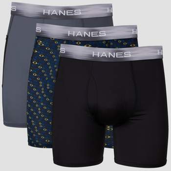 Hanes Premium Men's Comfort Flex Fit Long Leg Boxer Briefs 3pk -  Gray/black/blue : Target