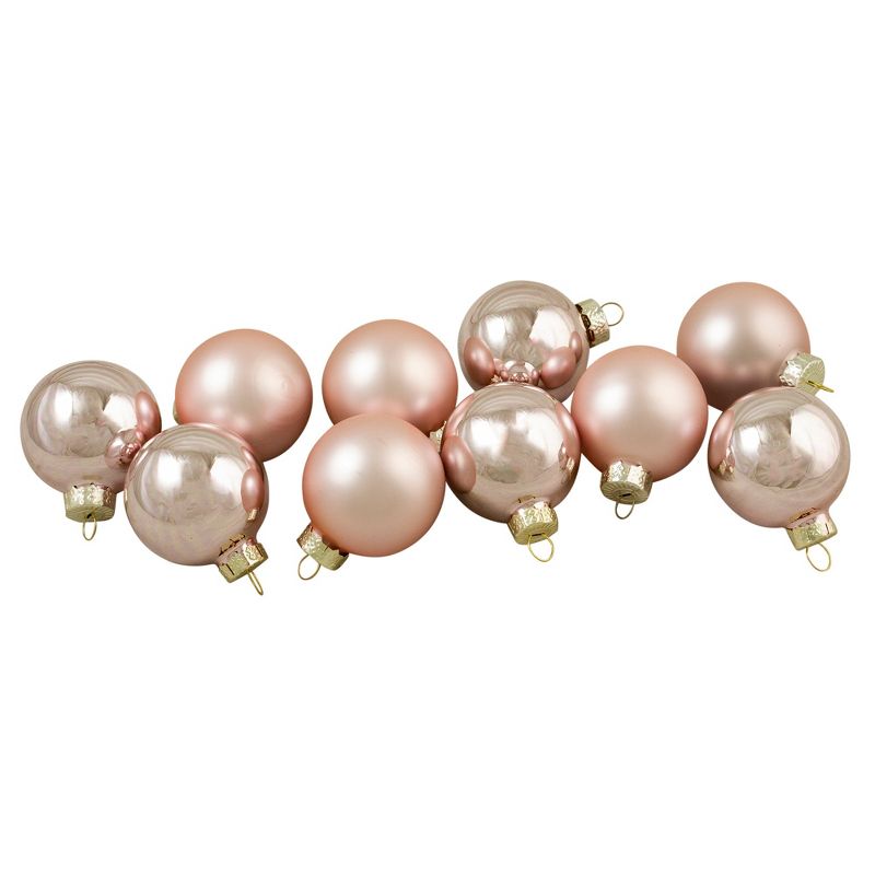 Northlight 10ct Baby Pink Glass 2-Finish Christmas Ball Ornaments 1.75" (45mm), 3 of 4