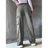 Women's Summer Fall Casual Elastic Waist Wide Leg Straight Cargo Pants Flap Pockets Loose Fit Solid Color Daily Long Trousers - 4 of 4