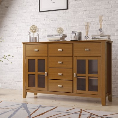 NicBex Modern 2-Doors Sideboard,Kitchen Storage Cabinets with 6 Drawers and 2 Glass Doors for Kitchen and Dining Room