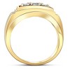 Pompeii3 Mens Gold 3/4ct Three Stone Diamond Anniversary Ring 14K Yellow Gold - 3 of 4