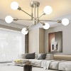 POWLIG 6-Light Nickel Mid Century Modern Nordic Sputnik Chandelier Flush Mount - 2 of 4