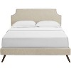 Modway Corene Queen Fabric Platform Bed with Round Splayed Legs - Beige - 3 of 4