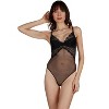 Memoi Women's Emilie Lace Sheer Thong Bodysuit with Adjustable Straps - 2 of 4