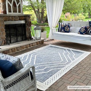 Hauteloom Anja Blue Outdoor Rug - 1 of 4