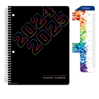 Global Datebooks Secondary Student Planner AY 2024-2025 - Matrix Style - 7"x9" (Black Rainbow Numbers)