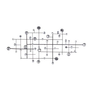 Glam Metal Abstract Wall Decor with Crystal Embellishments Silver - Olivia & May: Luxury Iron Art, Vertical Display - 1 of 4