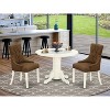 HomeStock 3-Pc Linen white Solid Wood Top - Round Dining Room Set - Seats 4 - 2 of 4