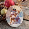 Charming Delicate Snowman and Fawns Christmas Ornament, Winter Deer Love Scene| OrnamentallyYou - 4 of 4