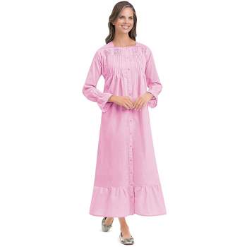Collections Etc Elegant, Lightweight Lace Trim & Pintuck Cotton Robe