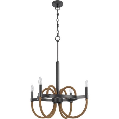 Cal Lighting Rowland 60W x 4 Metal/Burlap Roped Chandelier