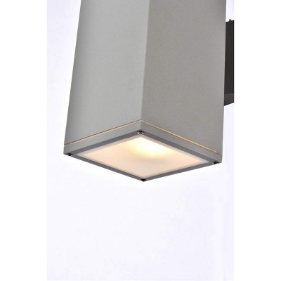 Silver Aluminum and Iron Outdoor Wall Sconce
