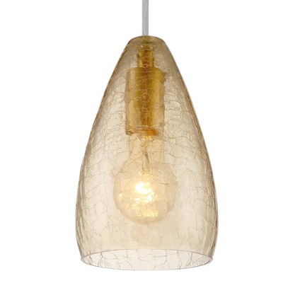 Amber Glass and Gold Mini Pendant Light