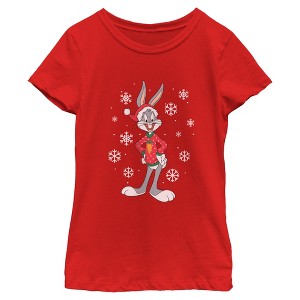 Girls Looney Tunes Snowflakes and Bugs Bunny T Shirt - 1 of 4