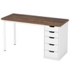 Lirago 47" Modern Computer Desk with 5 Drawers Sturdy Study Writing Table Office Desk for Home Workspace Brown - 3 of 4