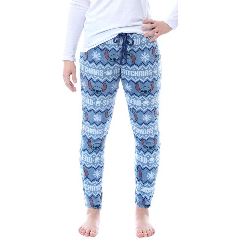 Disney Lilo And Stitch Juniors' Merry Stitchmas Plush Fleece Pajama Pants  Md Blue : Target