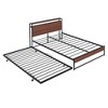MAYEERTY Full Size Metal Platform Bed Frame, Trundle USB Ports Slat Support, Bedroom, Black - 3 of 4