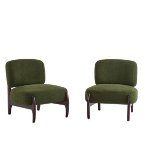 TiramisuBest [Set of 2] 25.5" Modern Lounge Chairs with Solid Wood Frame,Soft, Durable Upholstery for Living, Bedroom, or Office,Green - 1 of 4