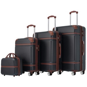 Aukfa 4-Piece Hardshell Luggage Set with TSA Lock – 20” 24” 28” Spinner Suitcases & Cosmetic Case, Lightweight ABS, Expandable - 1 of 4
