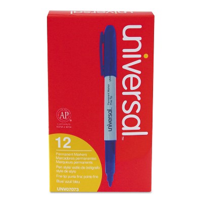 Universal Pen-Style Permanent Marker Bullet/Fine Blue 1 dozen 07073