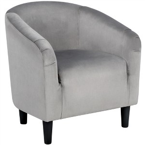 Yaheetech Velvet Club Accent Arm Chair Upholstered Barrel Chair - 1 of 4
