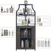 Corner Bar Cabinet, 61" Tall Farmhouse Wine Cabinet with Detachable Wine Rack, 5-Tier Industrial Wine Cabinet with Glass Holder & Adjustable Shelves - 4 of 4