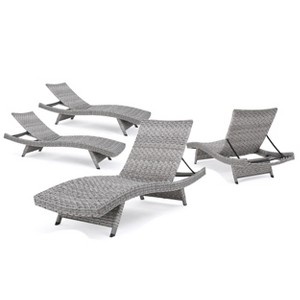 GDFStudio Keira Outdoor Aluminum and Wicker Adjustable Armless Chaise Lounge - 1 of 4