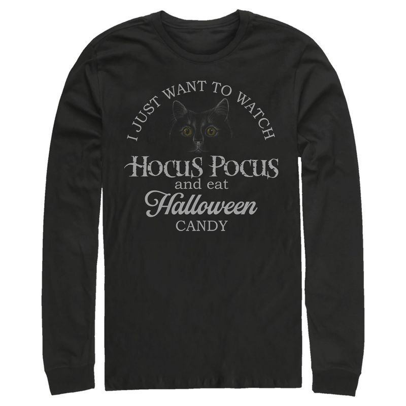 Men's Disney Hocus Pocus Just Want to Eat Halloween Candy Long Sleeve Shirt, 1 of 4