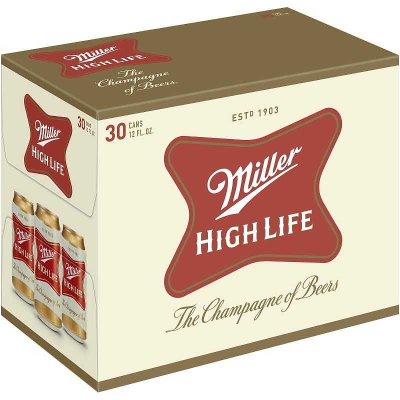 Miller High Life Beer - 30pk/12 fl oz Cans, 1 of 10