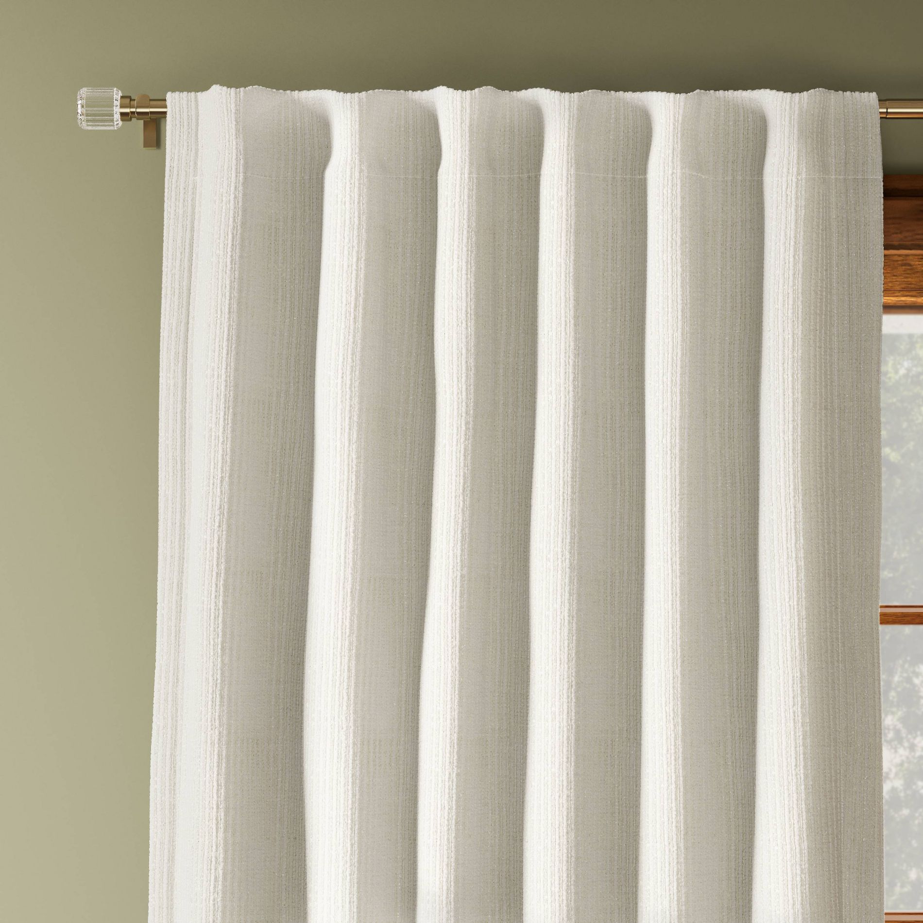 50"x108" Blackout Corded Ribbed Curtain Panel Ivory - Threshold™: 108 Inch Drapes, Stripe Pattern, Indoor Use