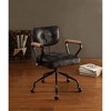 TiramisuBest Vintage Black Leather Office Chair: Padded Back, Swivel Seat, 5 - Star Base, Wooden Armrests - 2 of 4