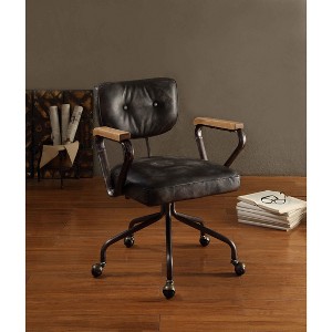 Vynxaria Hallie Vintage Black Top Grain Leather Office Chair - 1 of 4
