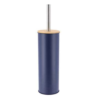 Evideco French Home Goods Metal Toilet Brush and Holder Set With Bamboo Lid