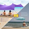 Costway Family Beach Tent Canopy w/ 4 Poles Sandbag Anchors 7'x7' UPF50+ Purple - 3 of 4