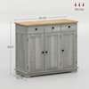 Kitchen Storage Cabinet, Sideboard Floor Cupboard with Solid Wood Top, Adjustable Shelf, and 3 Drawers - 3 of 4