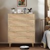 Finnhomy 4 Drawer Dresser for Bedroom 35.43” Wide Wooden Bedroom Dressers with Drawers, Rattan Dresser - 2 of 4