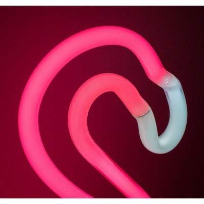 Large Pink Flamingo Neon Desk Light with Black Base