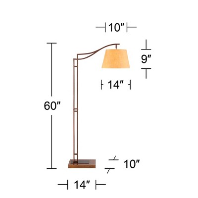 Tahoe 60" Bronze Metal & Faux Leather Industrial Arc Floor Lamp