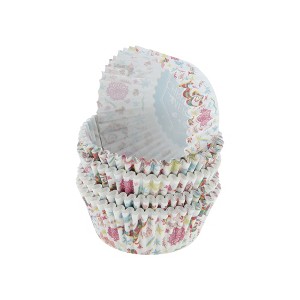 Unique Bargains Disposable Baking Cups Greaseproof Paper Red Blue 3.15"x3.15"x1.18" 100 Pcs - 1 of 4