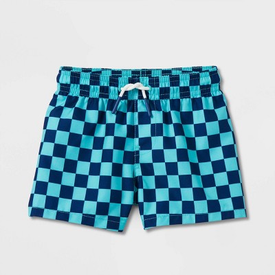Baby Boys' Checkered Swim Shorts - Cat & Jack™ Blue 3-6M