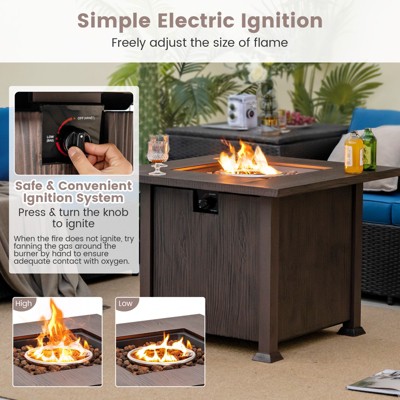 Brown 32'' Wood-Like Propane Gas Fire Pit Table