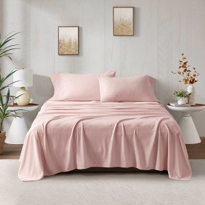 Elegant Solid Micro Fleece Sheet Set, All Season Bedding Sets, Cozy Home Textile fits Lux Bedroom Decor,Valentine's Day Gifts - 1 of 4