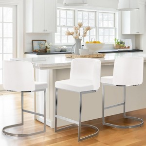 Bekrvio 26" Counter Height Bar Stools - with Back & C-Shaped Metal Frame, Upholstered Chairs for Kitchen Island, Home Bar, Pub - 1 of 4