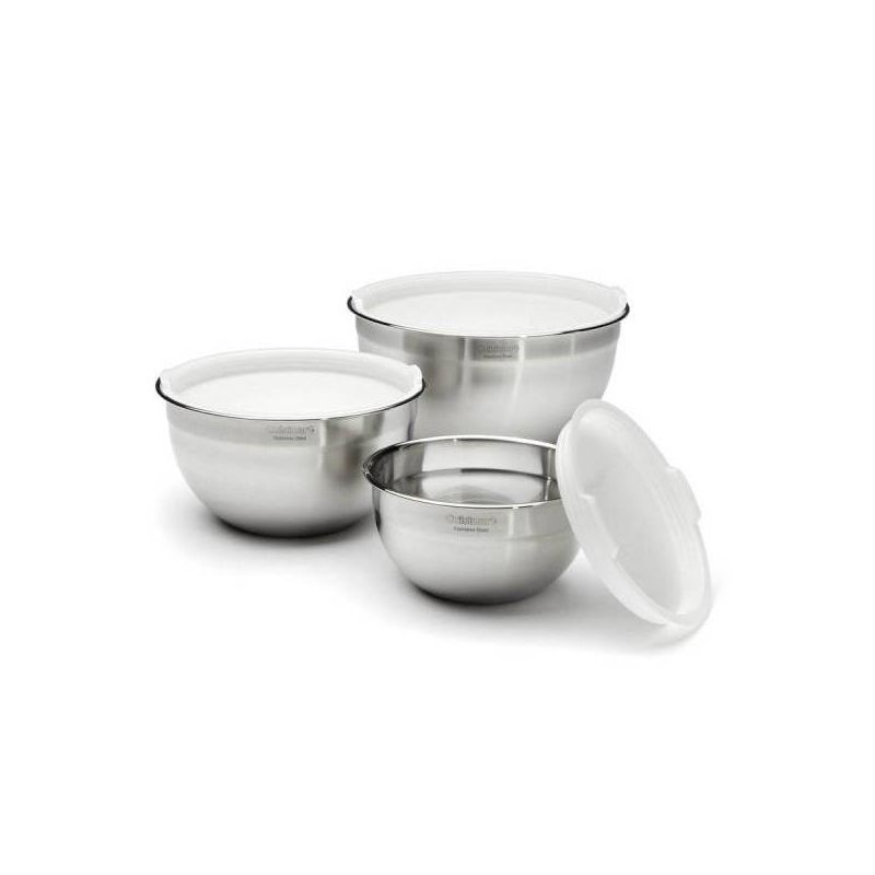 Cuisinart Set of 3 Stainless Steel Mixing Bowls with Lids, 1 of 8