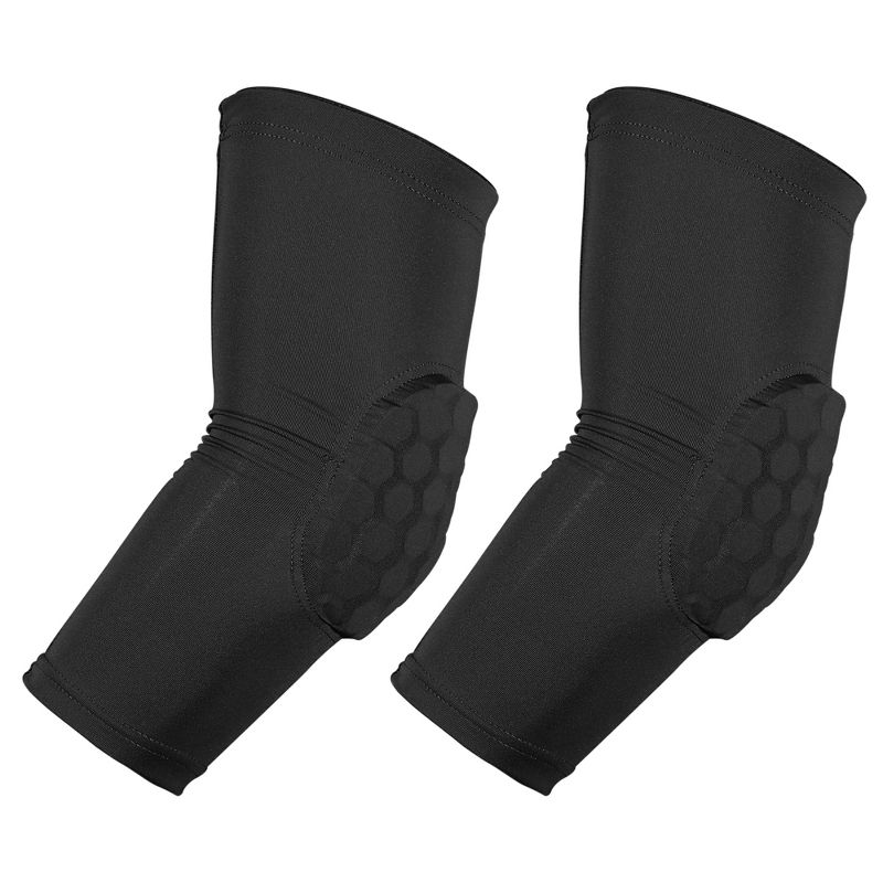Unique Bargains 2pcs Elbow Brace Support Sleeve Elbow Pad Sleeve for Women Men Black M Size, 1 of 4