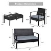 Tangkula 4PCS Rattan Wicker Outdoor Patio Conversation Set Cushioned Sofa Coffee Table - 2 of 4