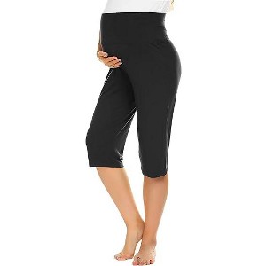 Ekouaer Maternity Shorts for Women Maternity Capris Yoga Pregnancy Short Pants Soft Joggers Lounge Bottoms - 1 of 4